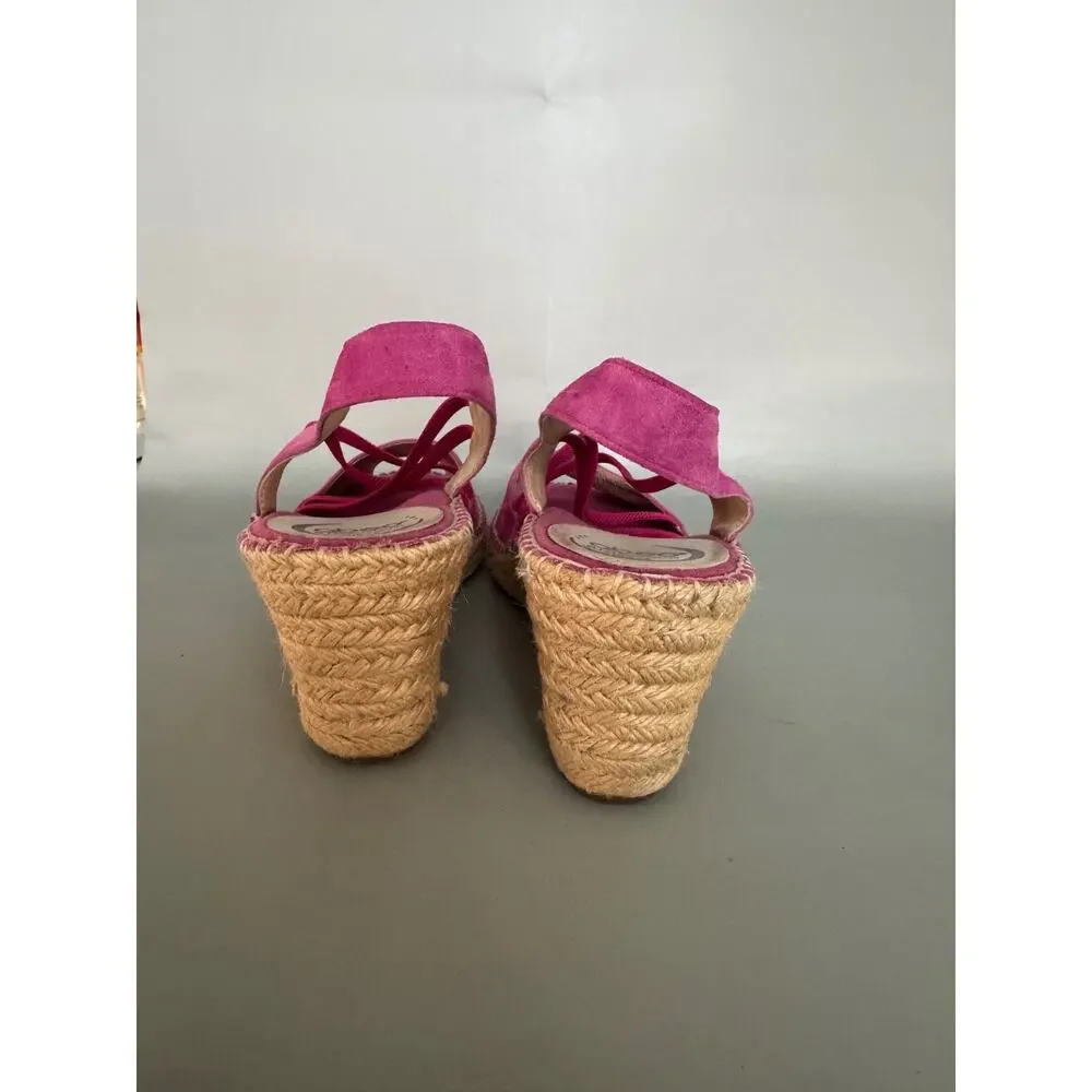 ABEO B.I.O Systems Delano Espadrille Wedge Suede Sandals in Fuchsia Size 10 (B)